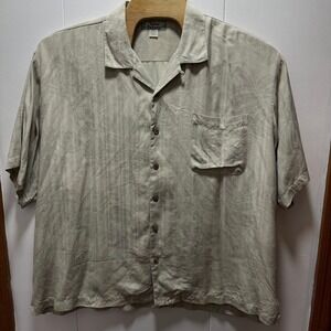 Tommy Bahama Mens Silk Short Sleeve Button Up Shirt Tropical Leaf Print XXL